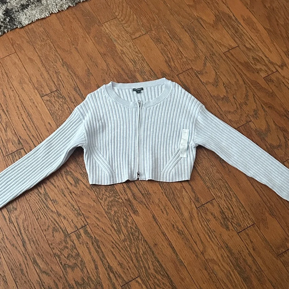 Wild Fable Light Gray/Blue Ribbed Cropped Cardigan - Picture 1 of 4